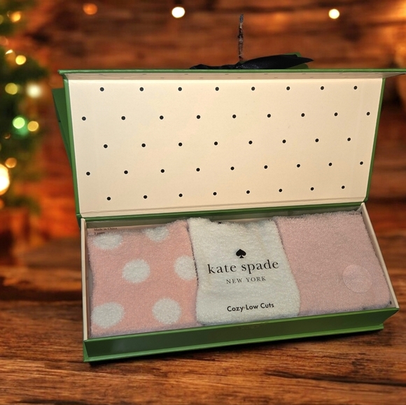 kate spade Accessories - Kate Spade 3 Pack Cozy Low Cuts Pink White Polka Dot, White, Pink Socks Set, NIB